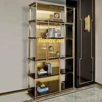 Tủ kệ trang trí inox mạ vàng