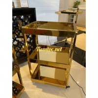 Xe đẩy inox mạ vàng, kệ inox mạ crom, xe đẩy spa thẩm mỹ phun xăm