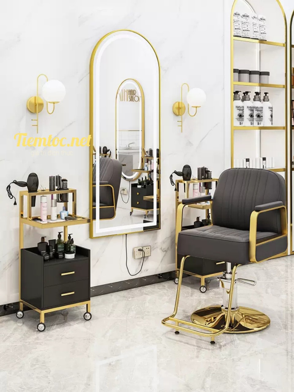 Xe Đẩy Mạ Vàng 3 Tầng Chuyên Dùng Cho Spa , Thẩm Mỹ Viện