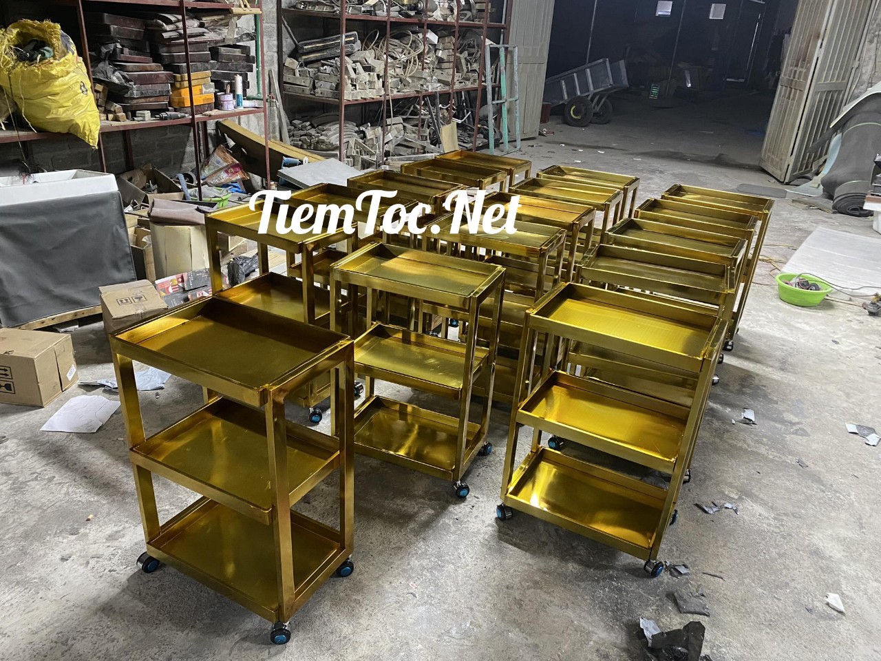 Xe đẩy inox mạ vàng, kệ inox mạ crom, xe đẩy spa thẩm mỹ phun xăm